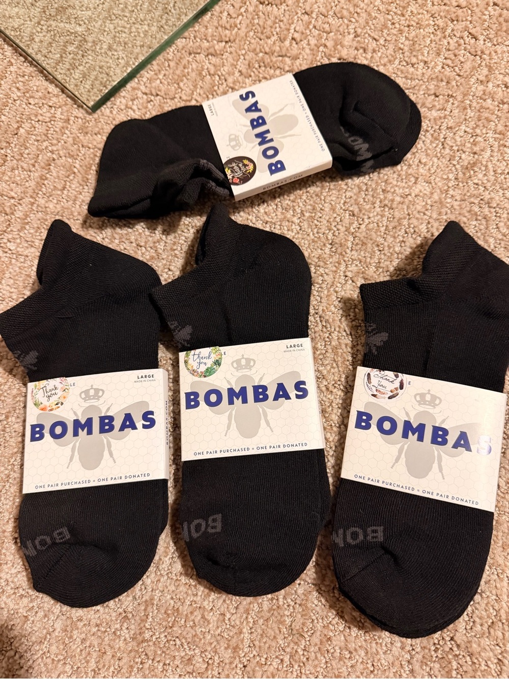 Bombas Unisex Low-Cut Sock - Black (4 Pack)